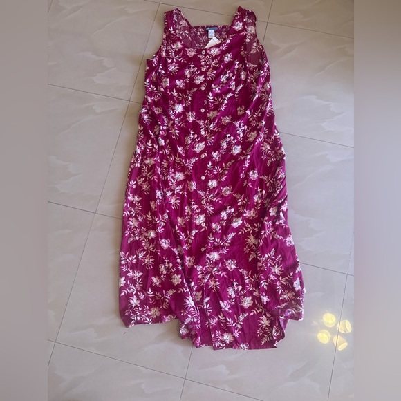 Koret pink Floral Sleeveless Maxi Button Front Dress 2X Plus summer lightweight - Picture 13 of 16